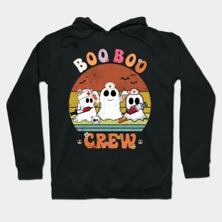 Retro Boo Boo Crew Nurse Ghost Funny Halloween Costume Matching T-Shirt Hoodie